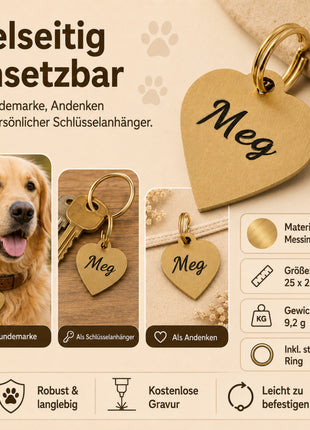Heart-shaped dog tag, individually and free of charge engraved
