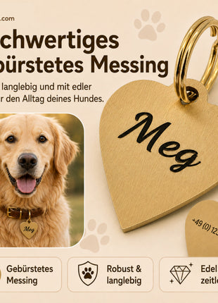 Heart-shaped dog tag, individually and free of charge engraved
