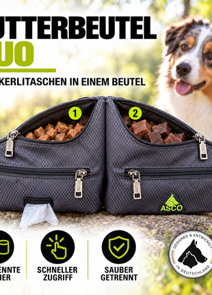 ASCO Futterbeutel Duo für Hunde mit 2 Leckerlitaschen
