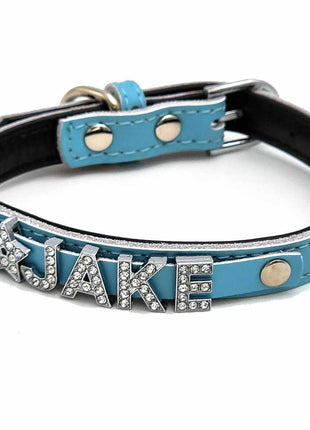 Elegant leather dog collar personalized with rhinestones + symbol