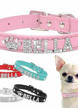 Edles Hundehalsband personalisiert mit Glitzersteinen + Symbol