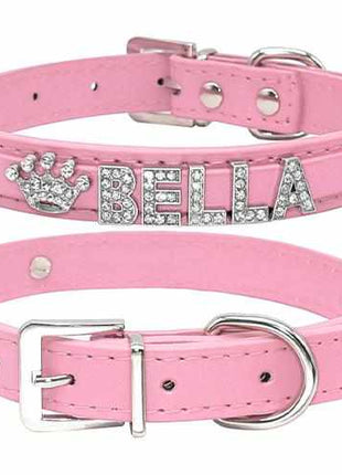 Edles Hundehalsband personalisiert mit Glitzersteinen + Symbol