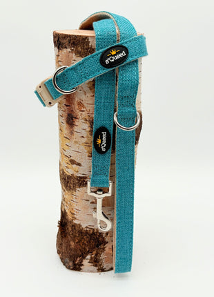 Hundehalsband-Set "Hempy" - Halsband + Leine + gravierte Hundemarke