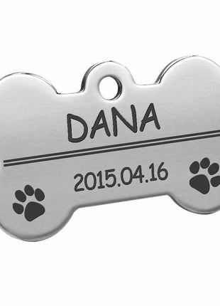 Personalized bone-shaped dog tag – Individually engraved metal tag for dogs &amp; cats – Robust material, various sizes &amp; colors