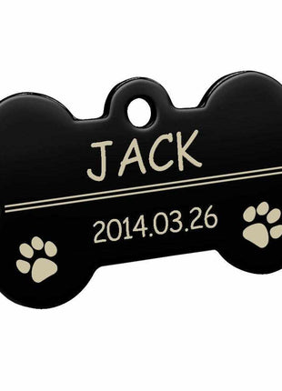 Personalized bone-shaped dog tag – Individually engraved metal tag for dogs &amp; cats – Robust material, various sizes &amp; colors