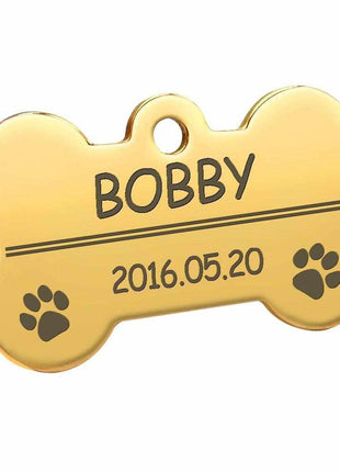 Personalized bone-shaped dog tag – Individually engraved metal tag for dogs &amp; cats – Robust material, various sizes &amp; colors