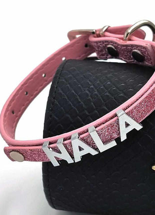 Stylisches Glitzer Hundehalsband mit Namen aus Strass-Buchstaben