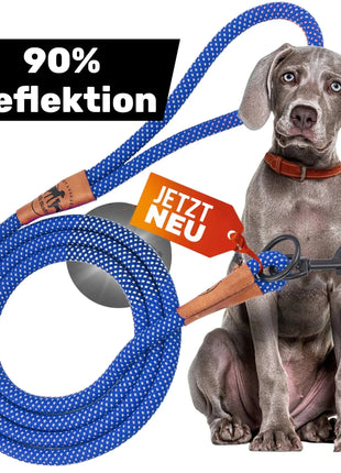 Reflektionsleine© mit Handschlaufe und veganem Leder
