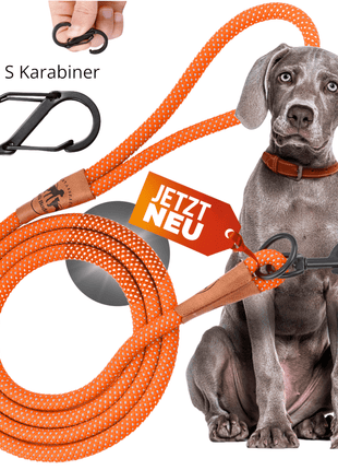 Reflektionsleine© mit Handschlaufe und veganem Leder