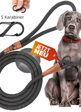 Reflektionsleine© mit Handschlaufe und veganem Leder