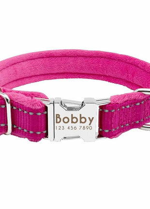 Soft padded dog collar with name, reflective, FREE engraving