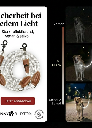 Reflektionsleine©, längenverstellbar, veganes Leder